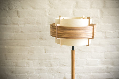 Stehlampe Zylinder – braun/weiß