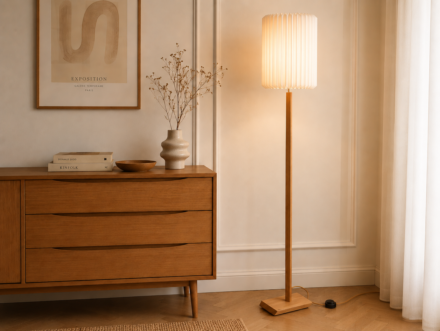 Stehlampe Eiche/Buche Origami – japandi style lampe